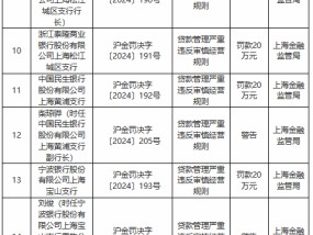 贷款管理严重违反审慎经营规则！上海地区多家银行及其分支机构被罚