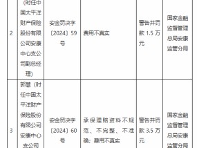 太保产险安康中心支公司被罚36万元：因承保理赔资料不规范、不完整、不准确 业务财务费用不真实